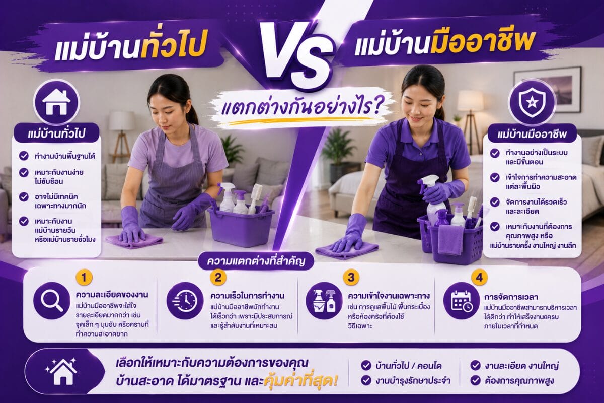 แม่บ้านทั่วไป กับ แม่บ้านมืออาชีพ