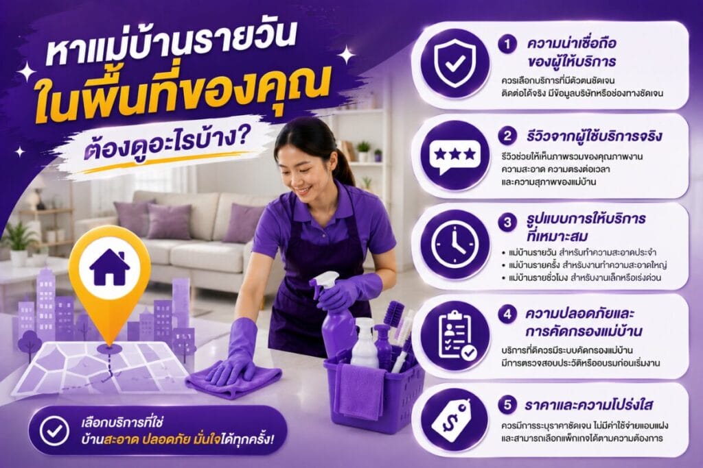 หาแม่บ้านรายวันในพื้นที่ของคุณ